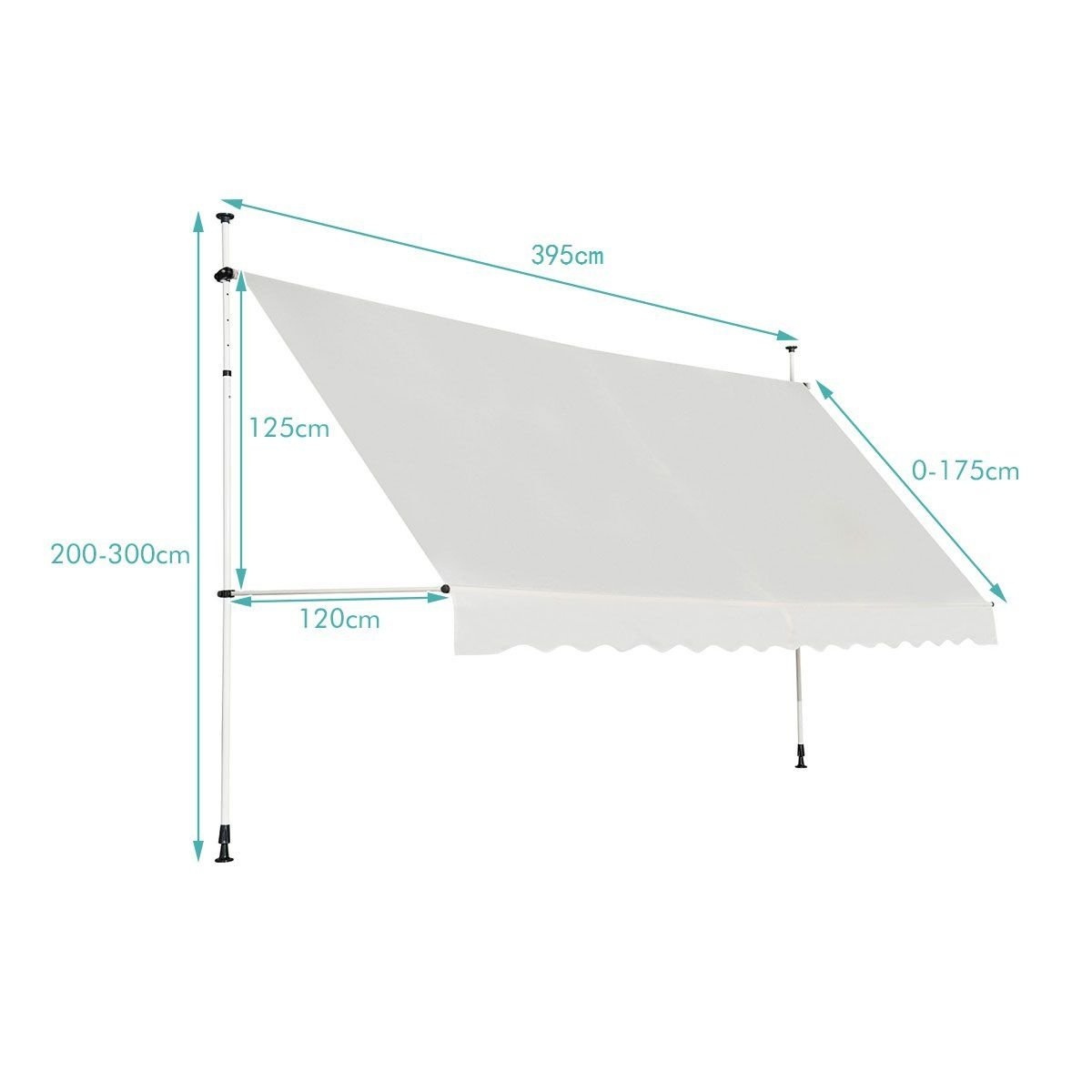 0617748483233 - Ausziehbarer Sonnenschirm - Wasserdicht - UV-beständig - Verstellbar - 395 cm breit - Beige 0617748483233 - Ausziehbarer Sonnenschirm - Wasserdicht - UV-beständig - Verstellbar - 395 cm breit - Beige