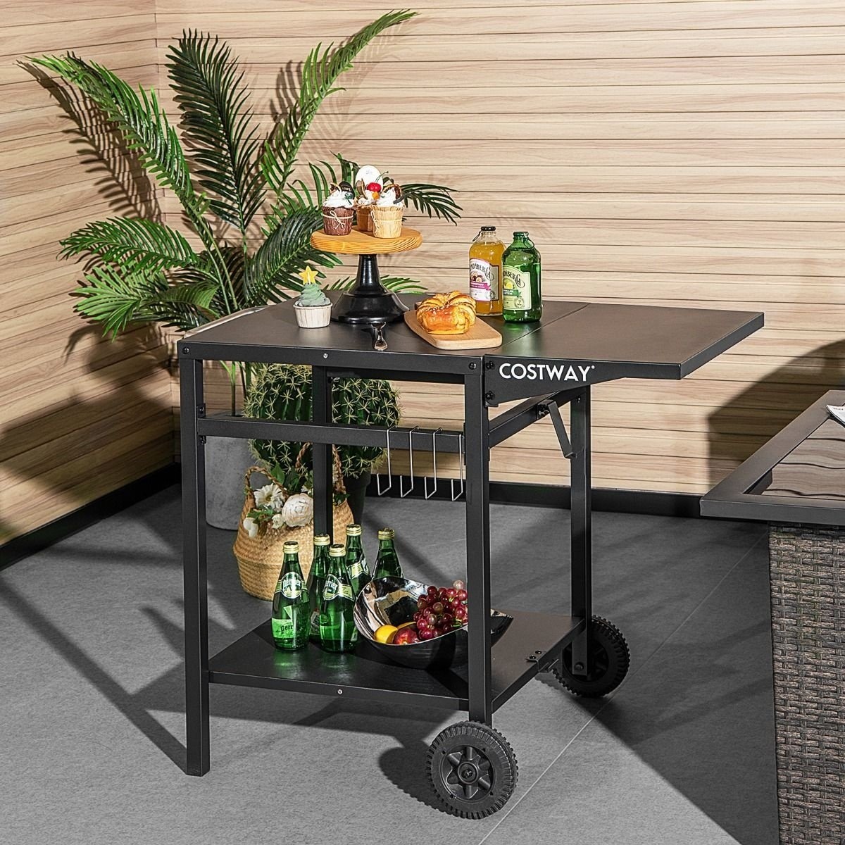 0783501270201 - Grillwagen mit klappbarer Tischplatte - 2 Etagen - 4 Haken - Schwarz - 965 x 64 x 755 cm 0783501270201 - Grillwagen mit klappbarer Tischplatte - 2 Etagen - 4 Haken - Schwarz - 965 x 64 x 755 cm