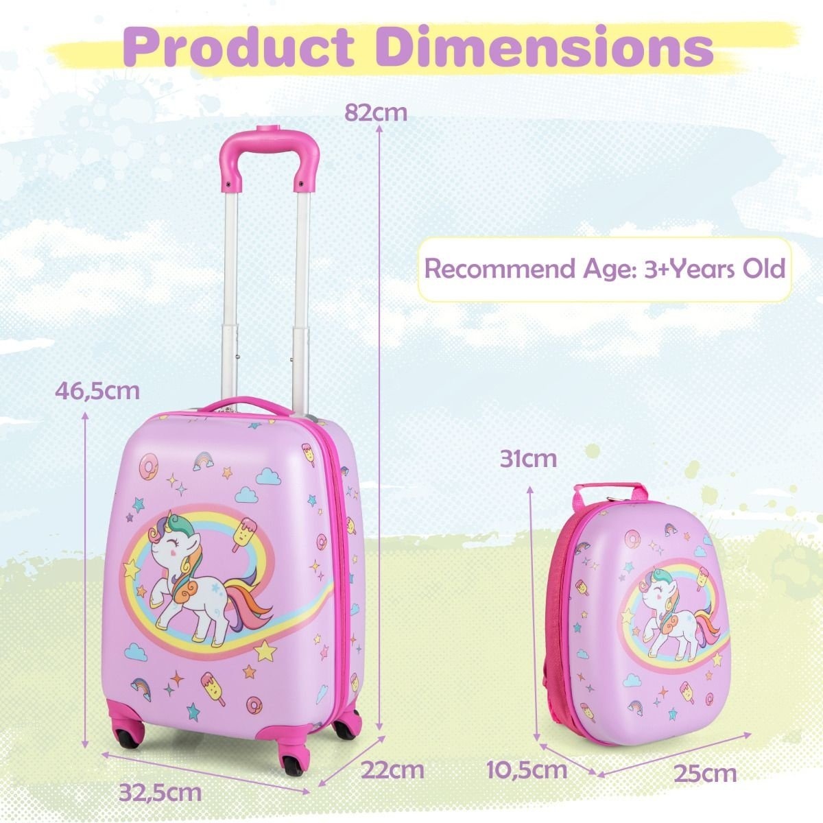 0783501268246 - 2-teiliges Reiseset für Kinder - Rollkoffer und Rucksack - Pink 0783501268246 - 2-teiliges Reiseset für Kinder - Rollkoffer und Rucksack - Pink
