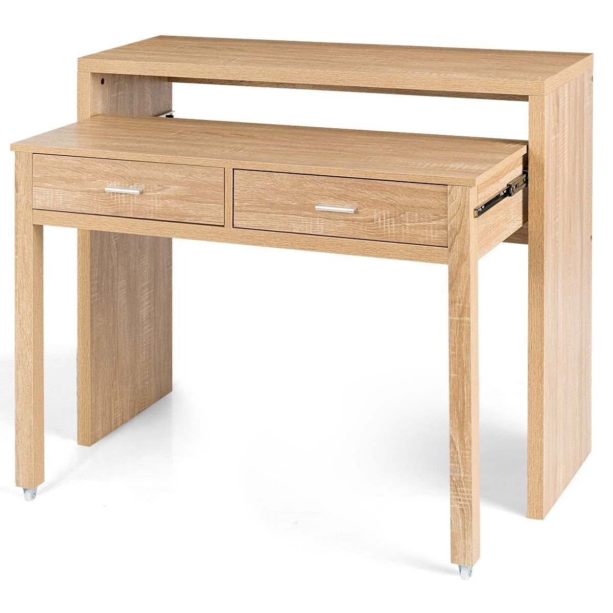 0728370800555 - Ausziehbarer Schreibtisch - 2 Schubladen - 100 x 36 x 88 cm - Spanplatte - Holzoptik 0728370800555 - Ausziehbarer Schreibtisch - 2 Schubladen - 100 x 36 x 88 cm - Spanplatte - Holzoptik
