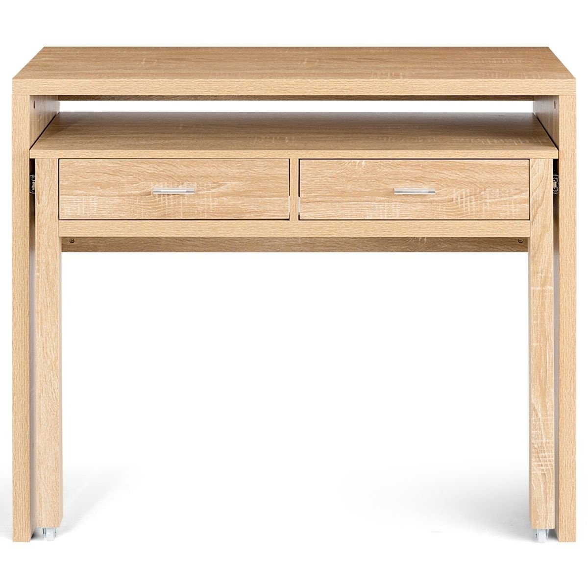 0728370800555 - Ausziehbarer Schreibtisch - 2 Schubladen - 100 x 36 x 88 cm - Spanplatte - Holzoptik 0728370800555 - Ausziehbarer Schreibtisch - 2 Schubladen - 100 x 36 x 88 cm - Spanplatte - Holzoptik