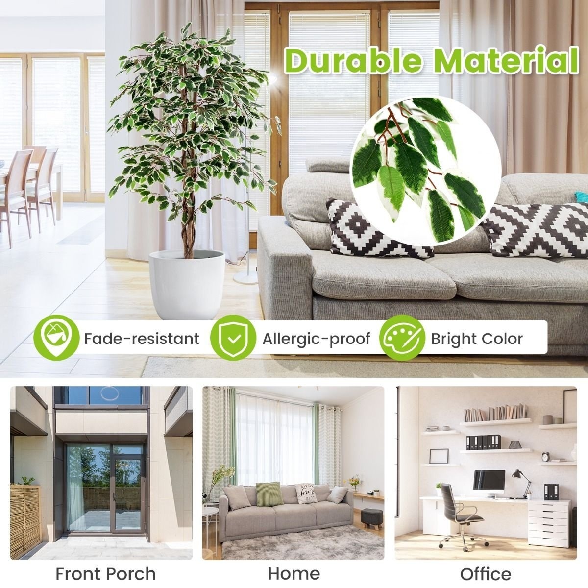 0033616063985 - Künstlicher Baum - 1008 Blätter - Wartungsfrei - 160 cm hoch - Grün 0033616063985 - Künstlicher Baum - 1008 Blätter - Wartungsfrei - 160 cm hoch - Grün