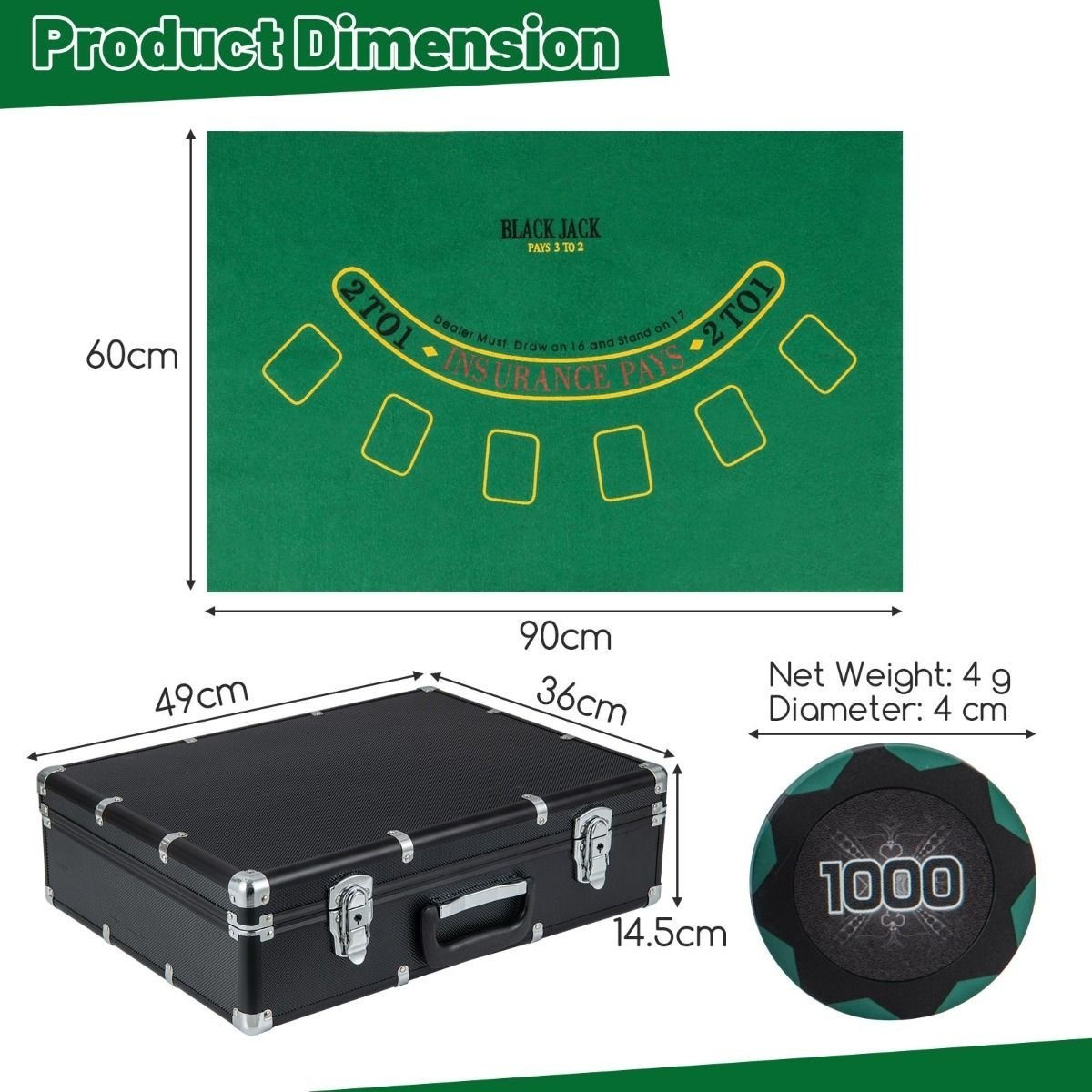 0033616063824 - Komplettes Poker-Set mit 600 Chips - Tragbarer Aluminiumkoffer 0033616063824 - Komplettes Poker-Set mit 600 Chips - Tragbarer Aluminiumkoffer