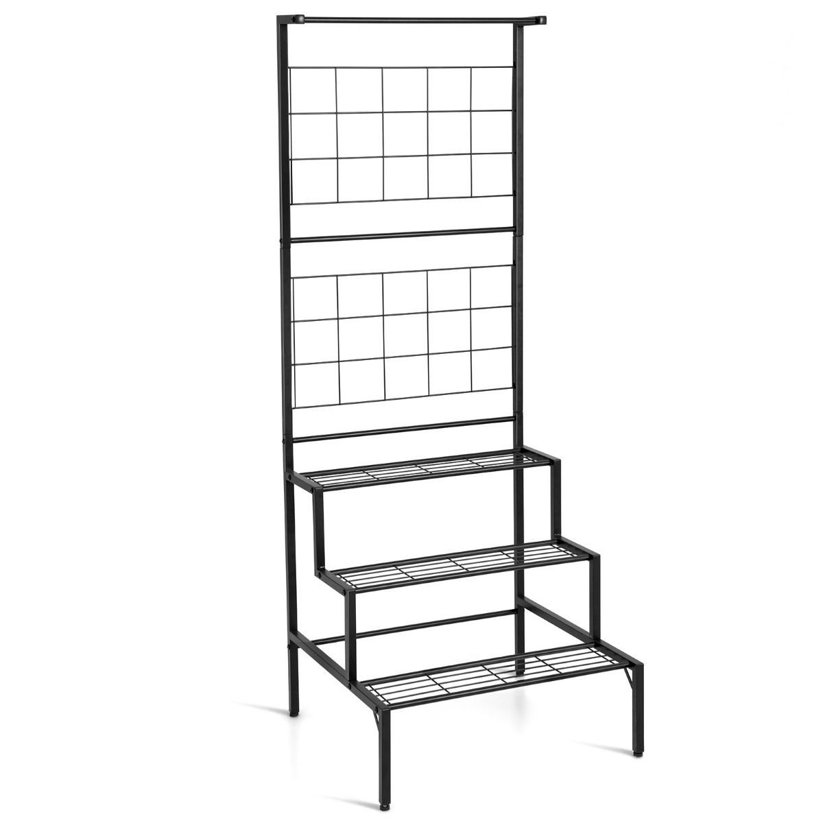 0783501229483 - Hängepflanzenständer - 3 Schichten - Metall - 60 x 57 x 157 cm - Schwarz 0783501229483 - Hängepflanzenständer - 3 Schichten - Metall - 60 x 57 x 157 cm - Schwarz