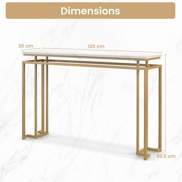 0783501428091 - Gold Konsolentisch Modern 120 cm Konsolentisch Imitation Marmorplatte Geometrischer Metallrahmen Beistelltisch für Bank Anti-Tilt Kit 0783501428091 - Gold Konsolentisch Modern 120 cm Konsolentisch Imitation Marmorplatte Geometrischer Metallrahmen Beistelltisch für Bank Anti-Tilt Kit