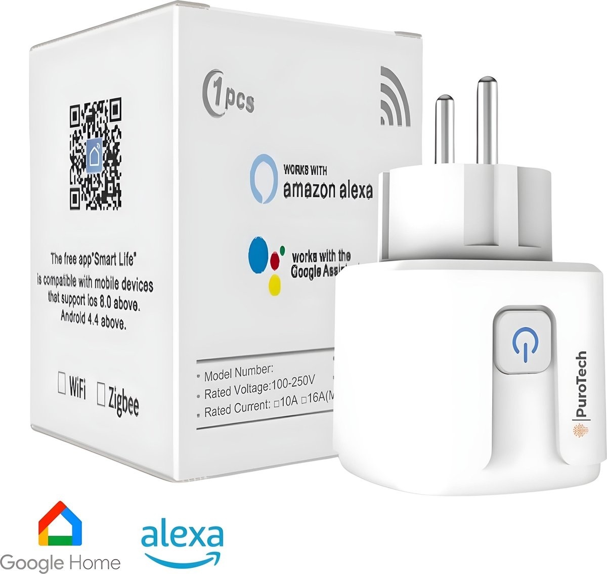 WiFi/Smart günstig Kaufen-PuroTech Smart Plug - Timer & Energiezähler - Smart Plug - Geeignet für Alexa / Google Home - Verbrauchsmesser - Energiekosten. PuroTech Smart Plug - Timer & Energiezähler - Smart Plug - Geeignet für Alexa / Google Home - Verbr