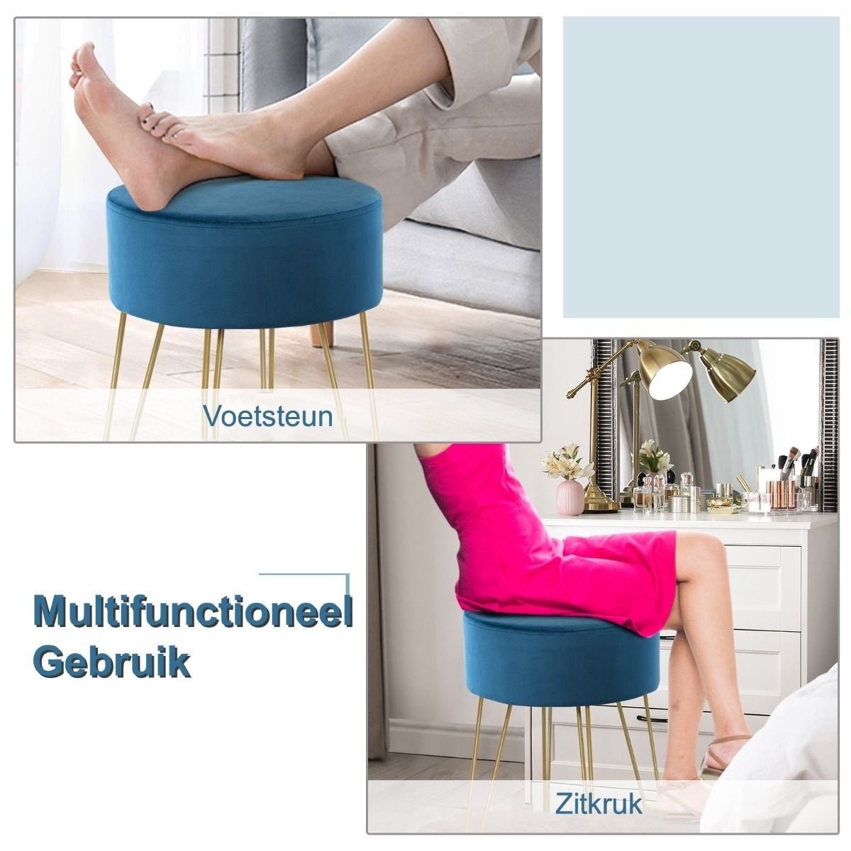 0736542320879 - Velvet Round Hocker - 39 x 39 x 46 cm - bis zu 100 kg belastbar - Farbton Dunkelgrün 0736542320879 - Velvet Round Hocker - 39 x 39 x 46 cm - bis zu 100 kg belastbar - Farbton Dunkelgrün