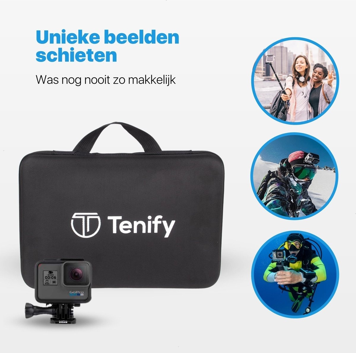 8720726511186 - Tenify GoPro Zubehör Set 62 in 1 - Action Kamera Set - Mit Halterung Stick & Tasche - Für GoPro Hero 11 10 9 8 7 6 5 4 - Mit luxuriöser Aufbewahrungstasche 8720726511186 - Tenify GoPro Zubehör Set 62 in 1 - Action Kamera Set - Mit Halterung Stick & Tasche - Für GoPro Hero 11 10 9 8 7 6 5 4 - Mit luxuriöser Aufbewahrungstasche