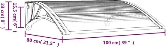 8720845680299 - vidaXL - Türvordach - 100x75 - cm - Polycarbonat - schwarz 8720845680299 - vidaXL - Türvordach - 100x75 - cm - Polycarbonat - schwarz