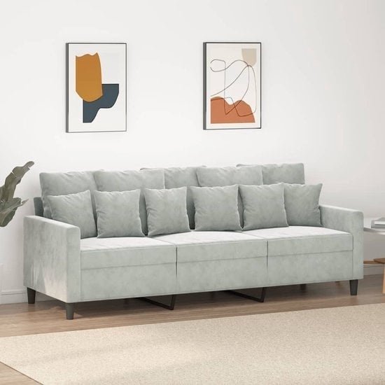 8721012140394 - vidaXL - Dreisitziges Sofa - 180 - cm - Samt - hellgrau 8721012140394 - vidaXL - Dreisitziges Sofa - 180 - cm - Samt - hellgrau