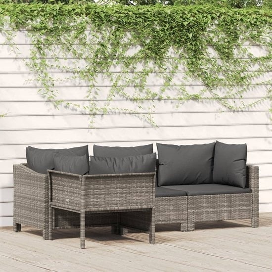 8720845727109 - vidaXL - 4-tlg - Lounge-Set - mit - Kissen - Poly - Rattan - grau 8720845727109 - vidaXL - 4-tlg - Lounge-Set - mit - Kissen - Poly - Rattan - grau