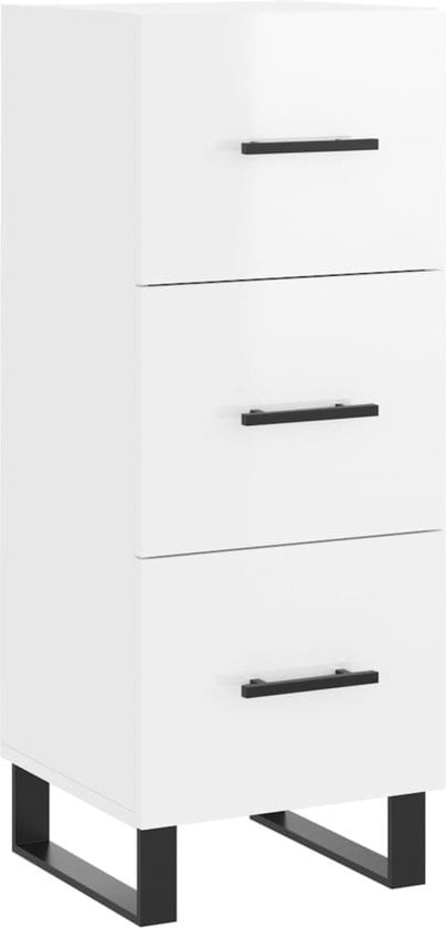 vidaXL - Sideboard - 34.5x34x90 - cm - handgefertigt - Holz - Hochglanz - weiß