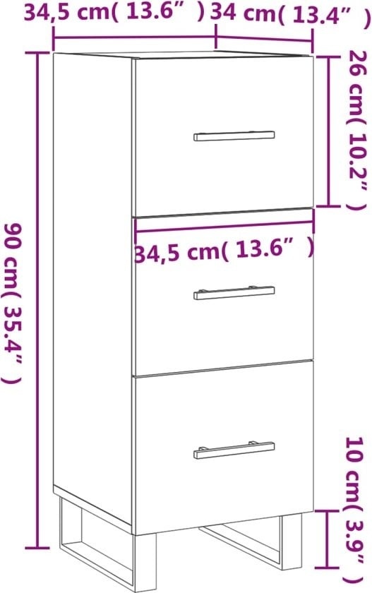 8720845868017 - vidaXL - Sideboard - 345x34x90 - cm - handgefertigt - Holz - Hochglanz - weiß