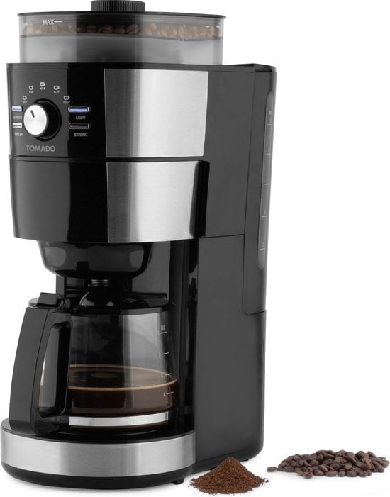 Gen FF günstig Kaufen-Tomado TGB1301S - Grind & Brew Kaffeemaschine - Filterkaffee - Kaffeebohnen - 1,25 L Fassungsvermögen - Schwarz/RVS. Tomado TGB1301S - Grind & Brew Kaffeemaschine - Filterkaffee - Kaffeebohnen - 1,25 L Fassungsvermögen - Schwarz/RVS <![C