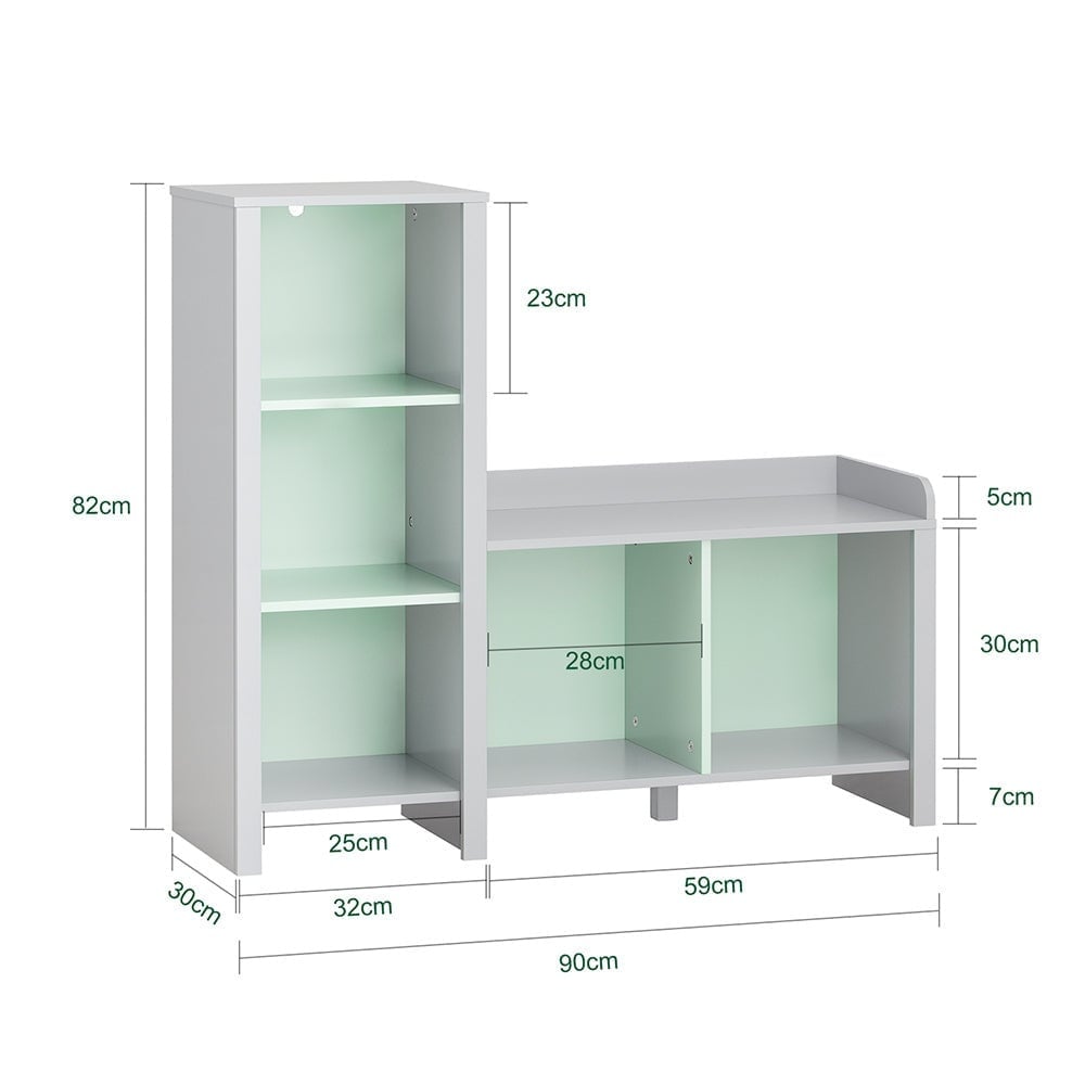 4251388627396 - Sobuy - KMB89-HG Kinder Sitzbank mit Bücherregal Spielzeugtruhe Spielzeugkiste Schuhbank Kinderregal Kinderzimmer Regal Aufbewahrungsregal für Kinder