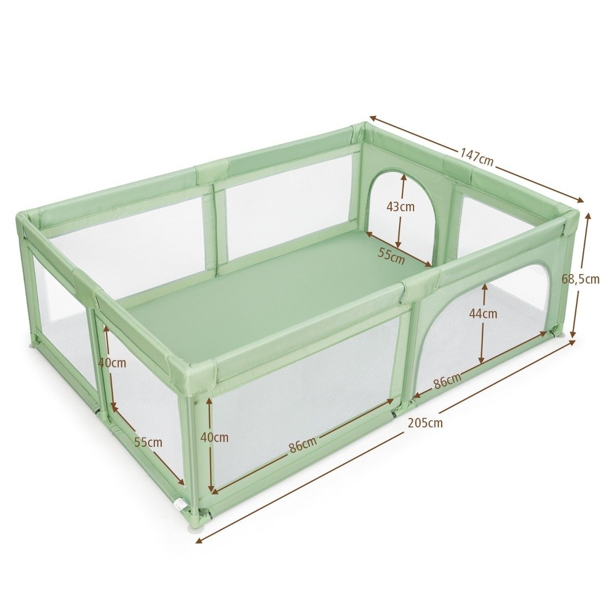 0783501270904 - Costway Pladen Baby Pladen mit 50 Bällen und 2 Türen 205 x 147 x 685 cm grün 0783501270904 - Costway Pladen Baby Pladen mit 50 Bällen und 2 Türen 205 x 147 x 685 cm grün