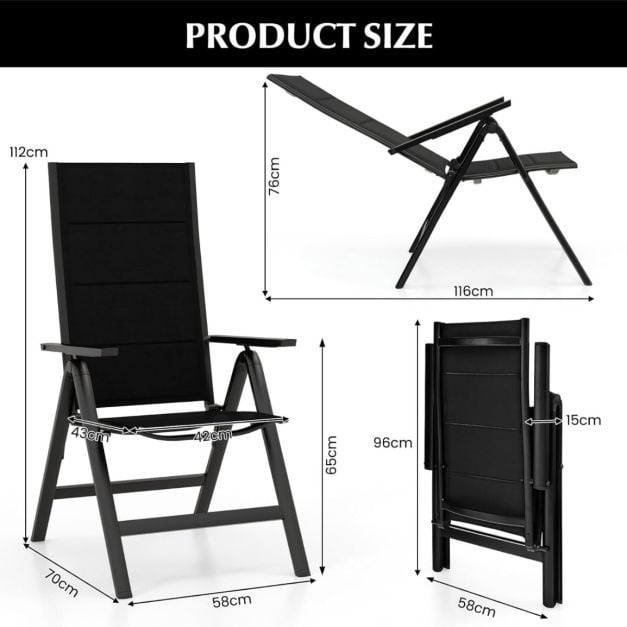 0033616064234 - Gartenstuhl - Aluminium - Schwarz - 70x58x112cm 0033616064234 - Gartenstuhl - Aluminium - Schwarz - 70x58x112cm