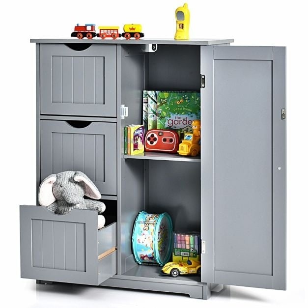 0783501231608 - Badezimmerschrank - 3 Schubladen und 1 Schranktür - Verstellbarer Einlegeboden - Grau- 60 cm (L) x 30 cm (B) x 81 cm (H) 0783501231608 - Badezimmerschrank - 3 Schubladen und 1 Schranktür - Verstellbarer Einlegeboden - Grau- 60 cm (L) x 30 cm (B) x 81 cm (H)
