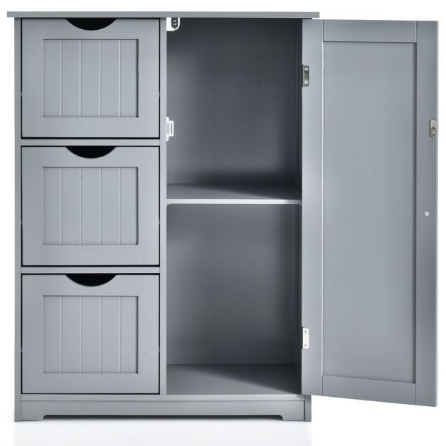 0783501231608 - Badezimmerschrank - 3 Schubladen und 1 Schranktür - Verstellbarer Einlegeboden - Grau- 60 cm (L) x 30 cm (B) x 81 cm (H) 0783501231608 - Badezimmerschrank - 3 Schubladen und 1 Schranktür - Verstellbarer Einlegeboden - Grau- 60 cm (L) x 30 cm (B) x 81 cm (H)