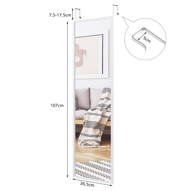 0736542258974 - Costway Mirror Wandspiegel in voller Länge Türspiegel 365 x 15 x 107 cm weiß 0736542258974 - Costway Mirror Wandspiegel in voller Länge Türspiegel 365 x 15 x 107 cm weiß