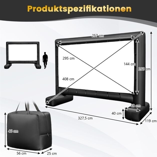 0783501427919 - Aufblasbare Kino-Projektionswand - Schwarz Weiß - 3275x119x266cm 0783501427919 - Aufblasbare Kino-Projektionswand - Schwarz Weiß - 3275x119x266cm