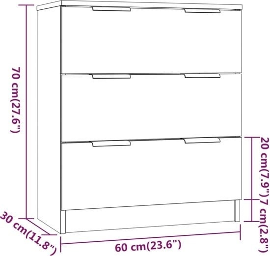 8720286967843 - vidaXL - Sideboard - 60x30x70 - cm - handgefertigt - Holz - grau - sonoma - Eiche