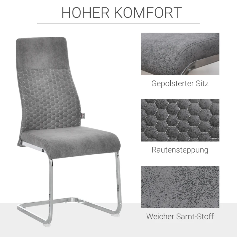 4251774984812 - Esszimmerstühle 4er-Set grau 45B x 61T x 98H cm Esszimmerstühle 4er Set Küchenstuhl Stuhl Küche Esszimmer