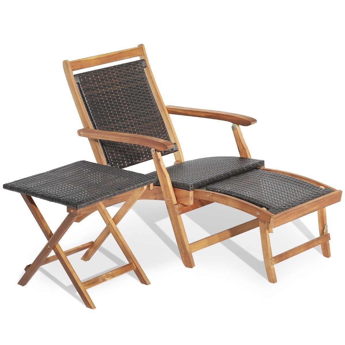 Mit Braun günstig Kaufen-Coast 2-teiliges Gartenmöbel-Set bestehend aus Stuhl mit ausziehbarer Fußstütze und Beistelltisch aus Akazienholz Braun. Coast 2-teiliges Gartenmöbel-Set bestehend aus Stuhl mit ausziehbarer Fußstütze und Beistelltisch aus Ak