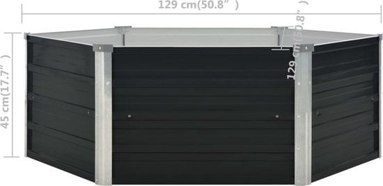 8719883670836 - vidaXL - Pflanzgefäß - erhöht - 129x129x45 - cm - verzinkt - Stahl - anthrazit 8719883670836 - vidaXL - Pflanzgefäß - erhöht - 129x129x45 - cm - verzinkt - Stahl - anthrazit