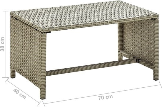 8719883754819 - Bonnevie - Couchtisch Beige 70×40×38 cm Poly Rattan vidaXL611111