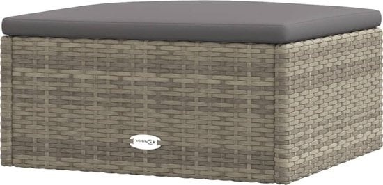 8720845648459 - vidaXL - Gartenhocker - mit - Kissen - Poly - Rattan - grau 8720845648459 - vidaXL - Gartenhocker - mit - Kissen - Poly - Rattan - grau