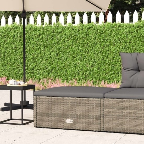 8720845648459 - vidaXL - Gartenhocker - mit - Kissen - Poly - Rattan - grau 8720845648459 - vidaXL - Gartenhocker - mit - Kissen - Poly - Rattan - grau