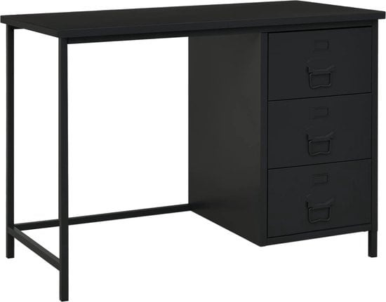 Schublade Schwarz günstig Kaufen-vidaXL - Schreibtisch - industriell - mit - Schubladen - 105x52x75 - cm - Stahl - schwarz. vidaXL - Schreibtisch - industriell - mit - Schubladen - 105x52x75 - cm - Stahl - schwarz <![CDATA[Dieser Schreibtisch mit Schubladen strahlt industriellen Charme a