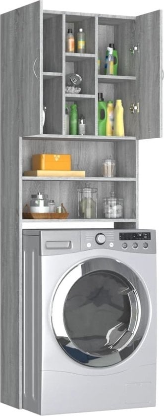 8720286956359 - vidaXL - Waschmaschinenschrank - 64x255x190 - cm - grau - sonoma - eichefarben 8720286956359 - vidaXL - Waschmaschinenschrank - 64x255x190 - cm - grau - sonoma - eichefarben