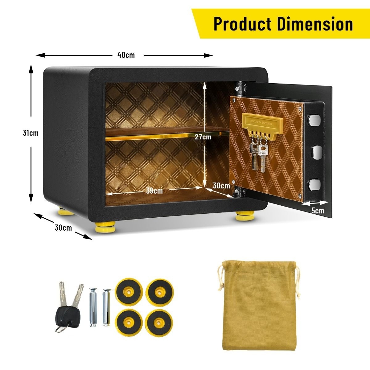 0794094542743 - Safe Tresor mit digitaler Tastatur inkl 2 Notfallschlüssel mit abnehmbares Regal & sensibles Alarmsystem zum Schutz von Geld Schmuck Waffen und 0794094542743 - Safe Tresor mit digitaler Tastatur inkl 2 Notfallschlüssel mit abnehmbares Regal & sensibles Alarmsystem zum Schutz von Geld Schmuck Waffen und