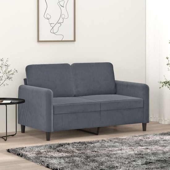 8721012141599 - vidaXL - Zweisitziges Sofa - 120 - cm - Samt - dunkelgrau
