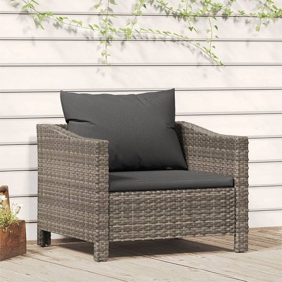 8720845727154 - vidaXL - Gartenstuhl - mit - Kissen - Poly - Rattan - grau 8720845727154 - vidaXL - Gartenstuhl - mit - Kissen - Poly - Rattan - grau