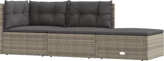 Set Grau günstig Kaufen-vidaXL - 3-teiliges - Lounge-Set - mit - Kissen - Poly - Rattan - grau. vidaXL - 3-teiliges - Lounge-Set - mit - Kissen - Poly - Rattan - grau <![CDATA[Dieses trendige Lounge-Set hat ein elegantes und modernes Design. Es ist eine ausgezeichnete Wahl für 