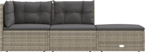 8720845648473 - vidaXL - 3-teiliges - Lounge-Set - mit - Kissen - Poly - Rattan - grau 8720845648473 - vidaXL - 3-teiliges - Lounge-Set - mit - Kissen - Poly - Rattan - grau