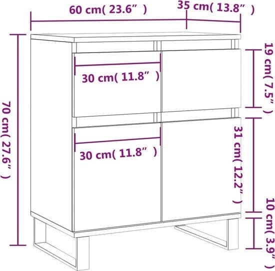 8720845873547 - vidaXL - Sideboard - 60x35x70 - cm - handgefertigt - Holz - sonoma - eichefarben 8720845873547 - vidaXL - Sideboard - 60x35x70 - cm - handgefertigt - Holz - sonoma - eichefarben