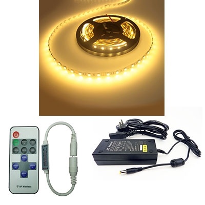 LEDstripSET WARMWIT | 12V DC - 14,4W - 60 LED's/m | incl driver en afstandsbediening | 5 meter