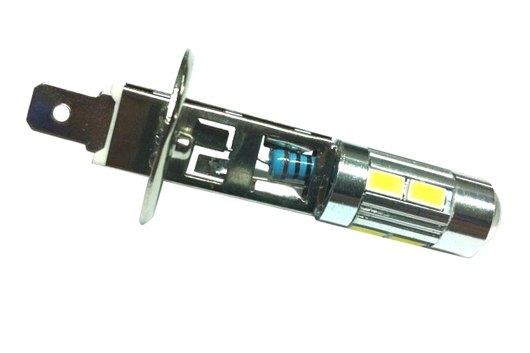 Auto LEDlamp 2 stuks | LED H1 mistlamp | 10-SMD daglichtwit 6000K + lens | 12V