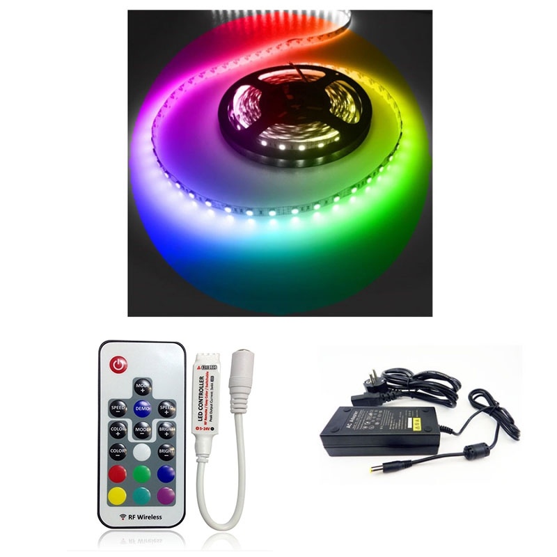 LEDstripSET RGB | 12V DC - 14,4W - 60 LED's/m | incl driver en afstandsbediening | waterdicht IP65 | 5 meter