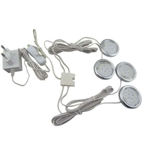 LEDspotSET | 4x1W=50W | warmwit 3000K | inclusief voeding en schakelaar | opbouw