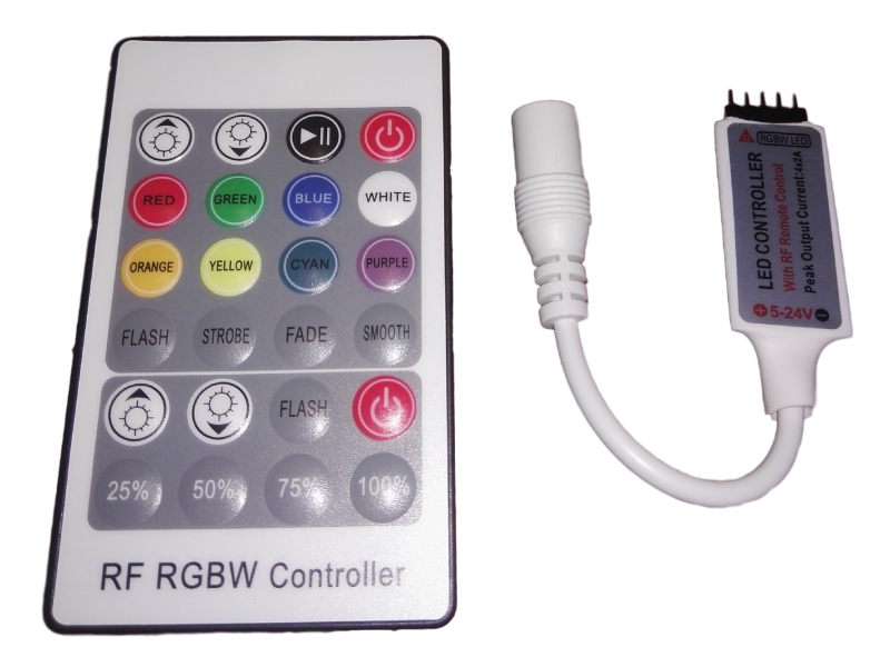 LEDstrip RGBW | RF afstandsbediening | 24-knops | 5V-24V 4x2A