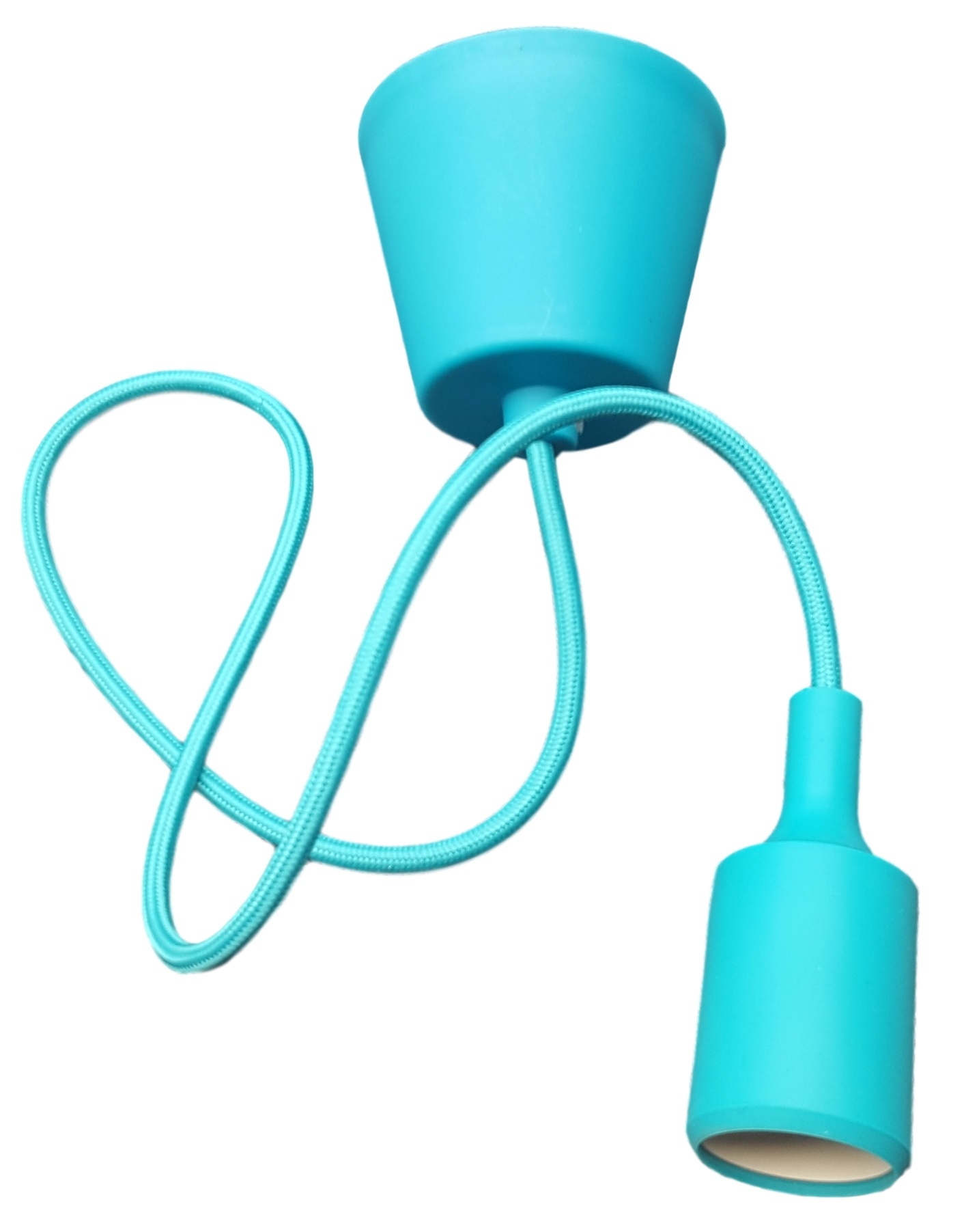 LED lamp DIY | pendel hanglamp - strijkijzer snoer | E27 siliconen fitting | turquoise