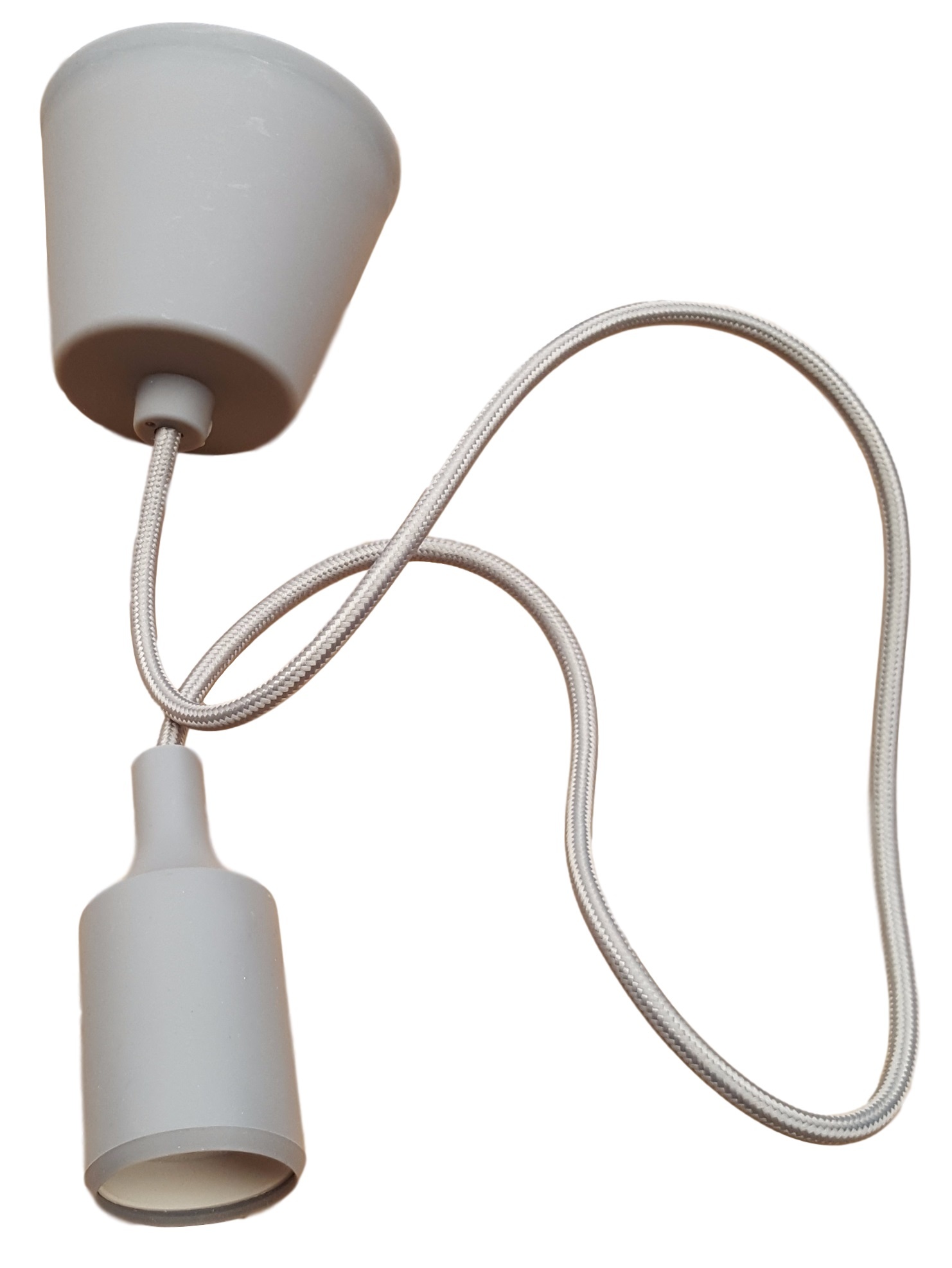voor het geval dat vacature Kort leven LED pendel hanglamp | siliconen E27 | strijkijzersnoer | grijs