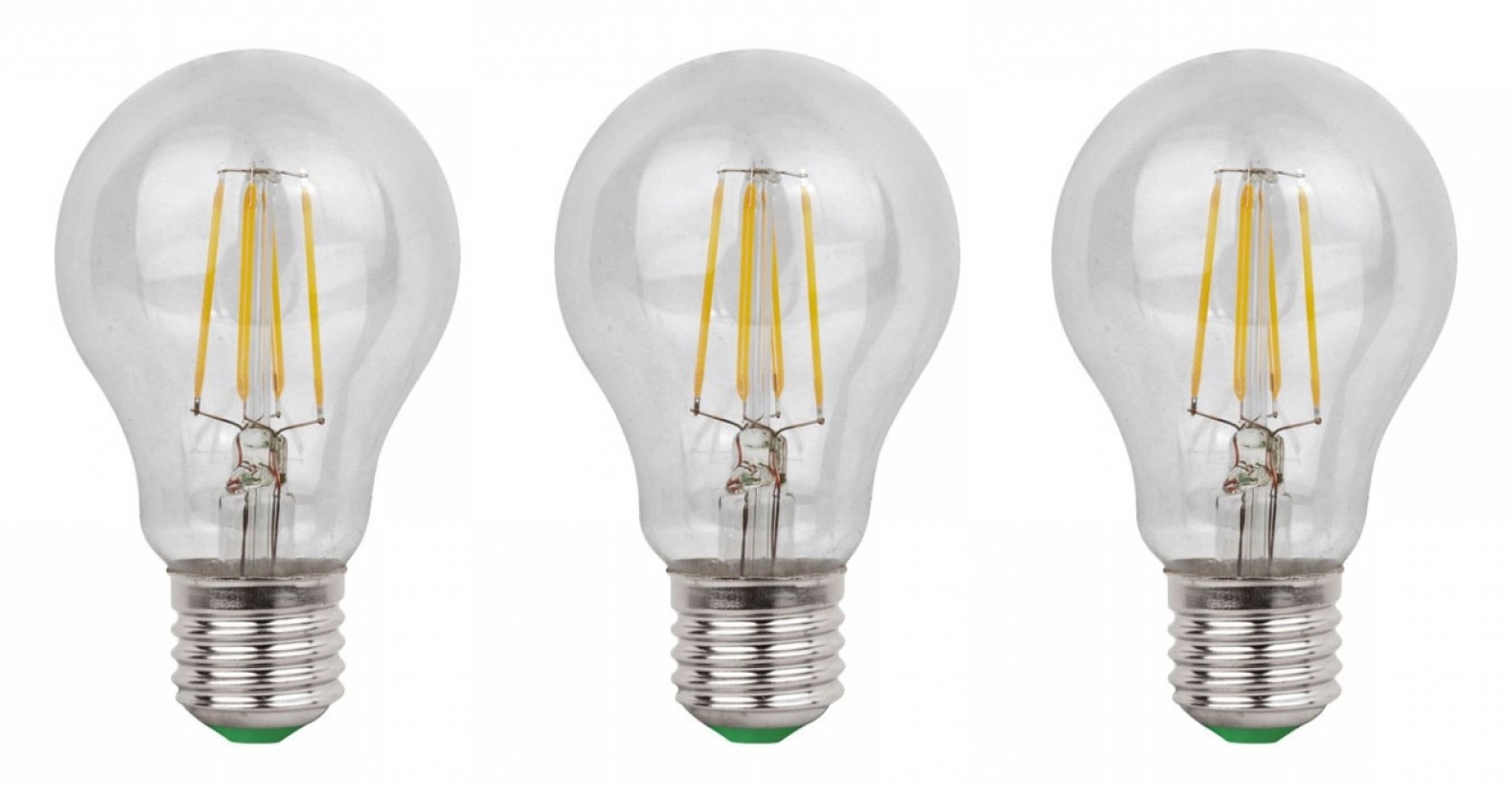 Elegantie vrijgesteld Ventileren E27 LED lamp 3 stuks | gloeilamp A60 | 8W=80W | warmwit filament 2700K