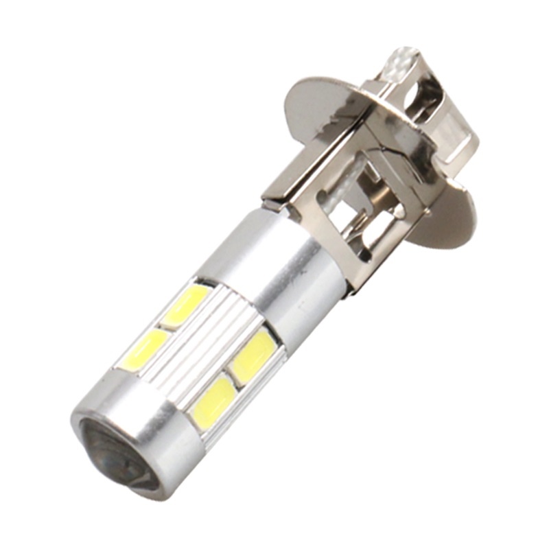 Auto LEDlamp 2 stuks | LED H3 mistlamp | 10 SMD daglichtwit 6000K + lens | 12V
