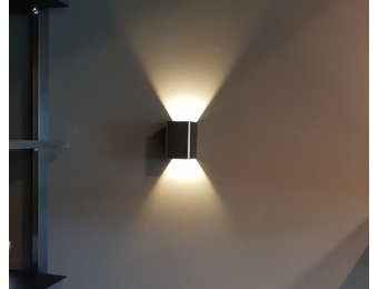 Geval Array Wet en regelgeving LED lampen | wandspot 2-zijdig sfeerlicht |3W 3000K | 7 x 10cm rvs  geborsteld
